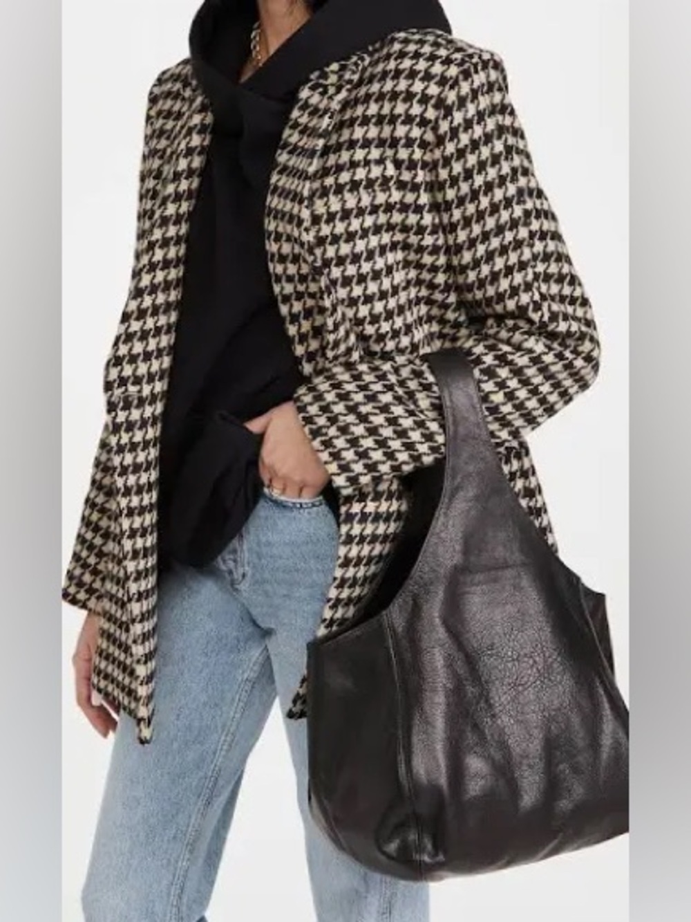 CLARE V BLACK LEATHER BANDO BAG